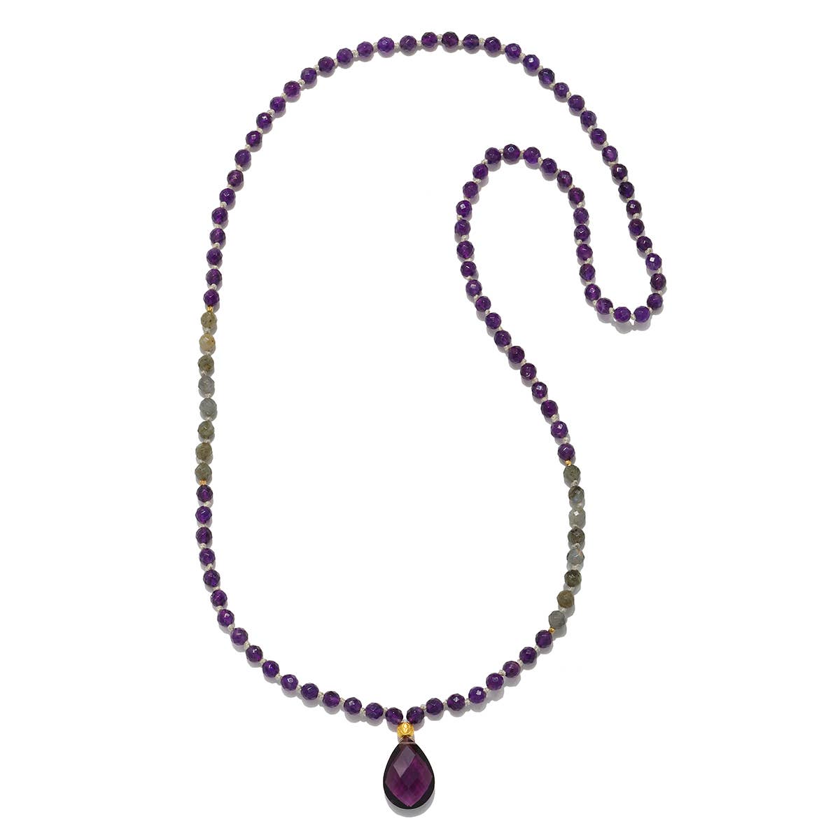 Natural Amethyst Gemstone Mala Beads - Handmade Healing Meditation Prayer Necklace for Stress Relief & Spiritual Balance | Perfect for Yoga, Reiki, and Mindfulness Practices