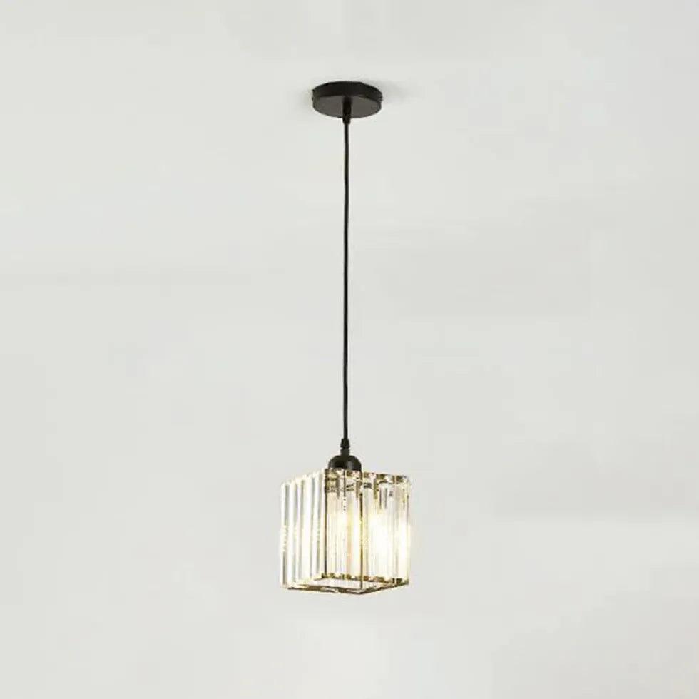 Clear Cylindrical Glass Pendant Light Fixture - Modern Hanging Lamp for Kitchen Island, Dining Room & Bedroom Lighting Decor