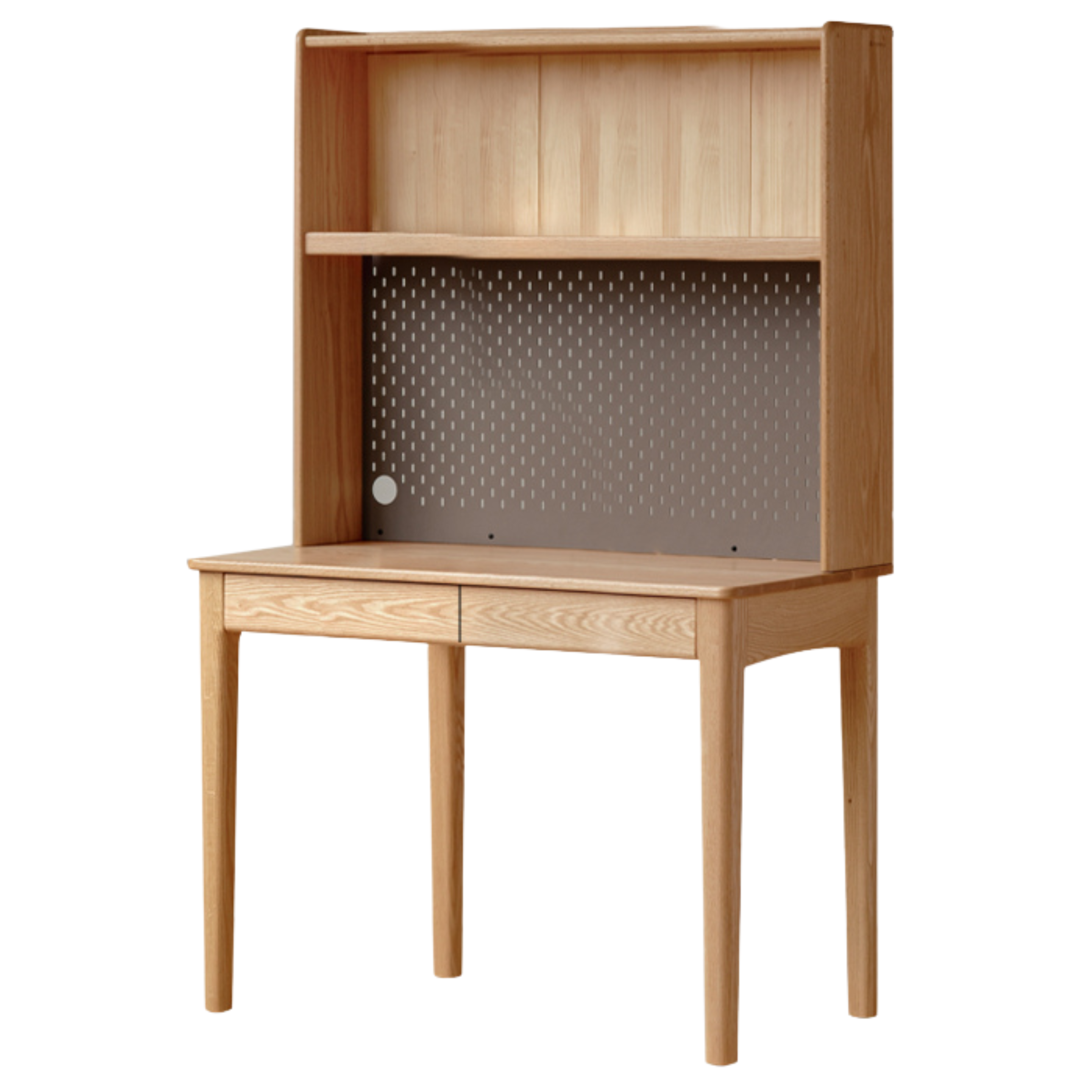 39.3x22x64.5 inch / 100x56x164 cm / Natural Wood Color / Double drawer desk single layer shelf