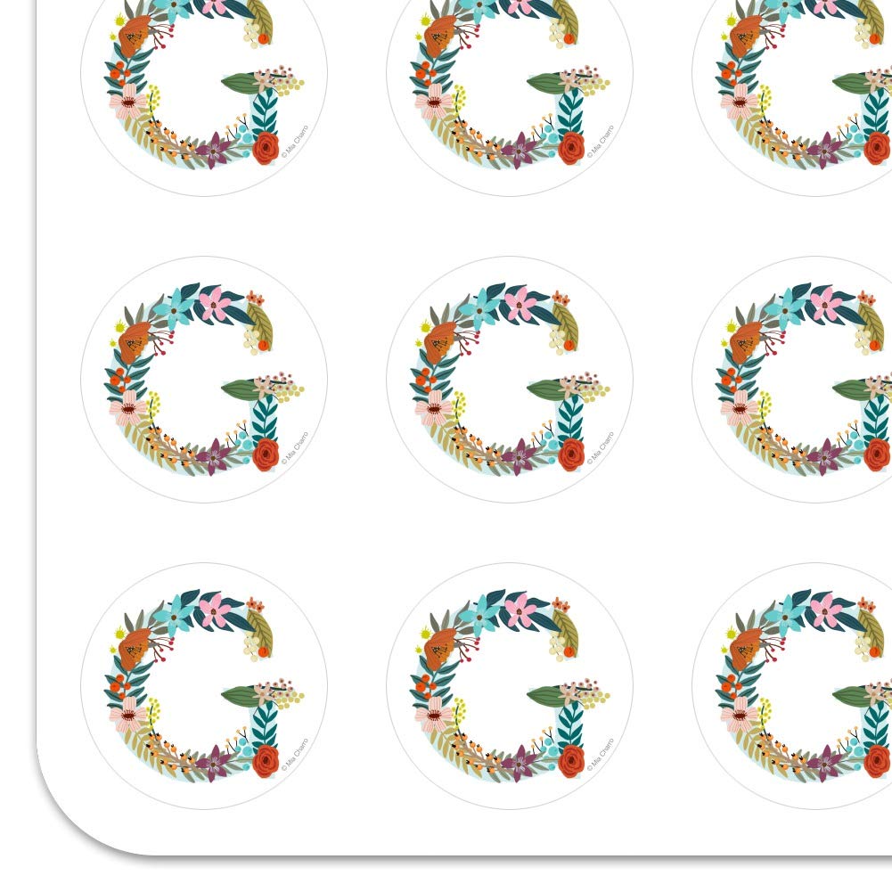 Floral Monogram Letter G Stickers for Planner, Calendar, Scrapbooking & Crafting - Perfect for DIY Projects, Bullet Journals & Gift Decorations
