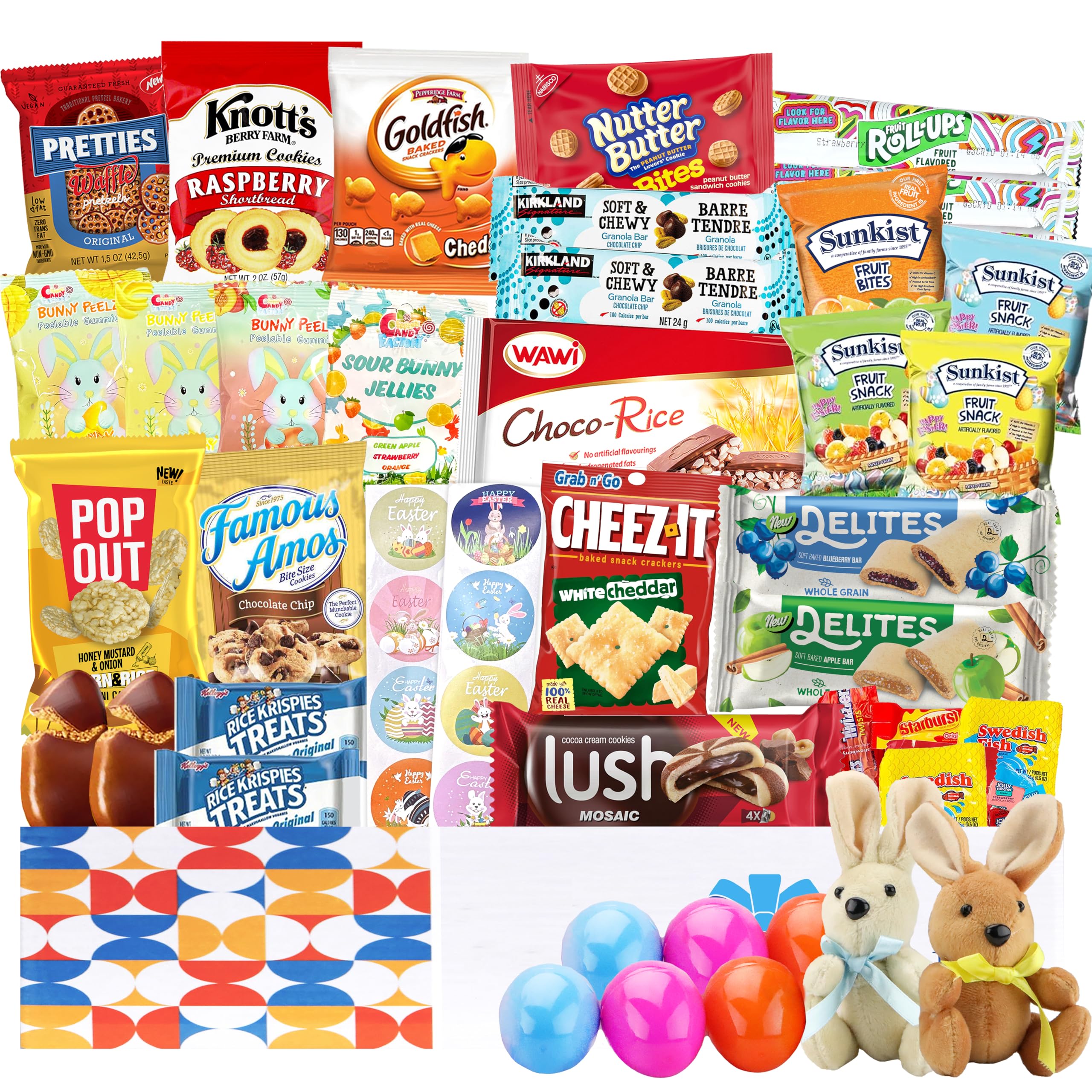 Easter Gift Box with Plush Bunny & Snacks - for Couples, Kids, Friends | Holiday Treats & Gifts