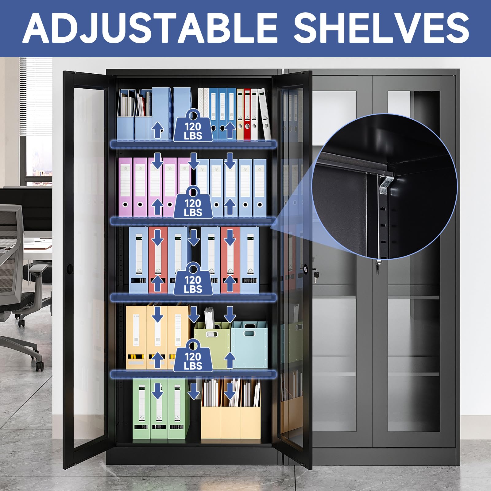 Glass Display Cabinet with 4 Adjustable Shelves - 71