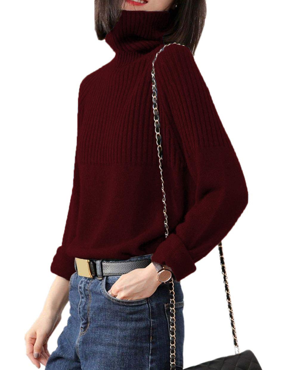 Women's Merino Wool Turtleneck Sweater - Winter Warm Pullover for Casual & Office
