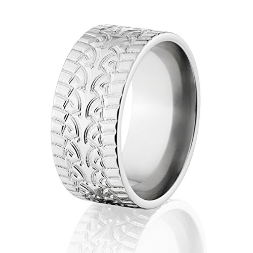Premium Cobalt Wedding Band for Men - Durable Tire Tread Design Ring - Handcrafted in USA by TJS Brand - Perfect for Engagements, Anniversaries & Everyday Wear