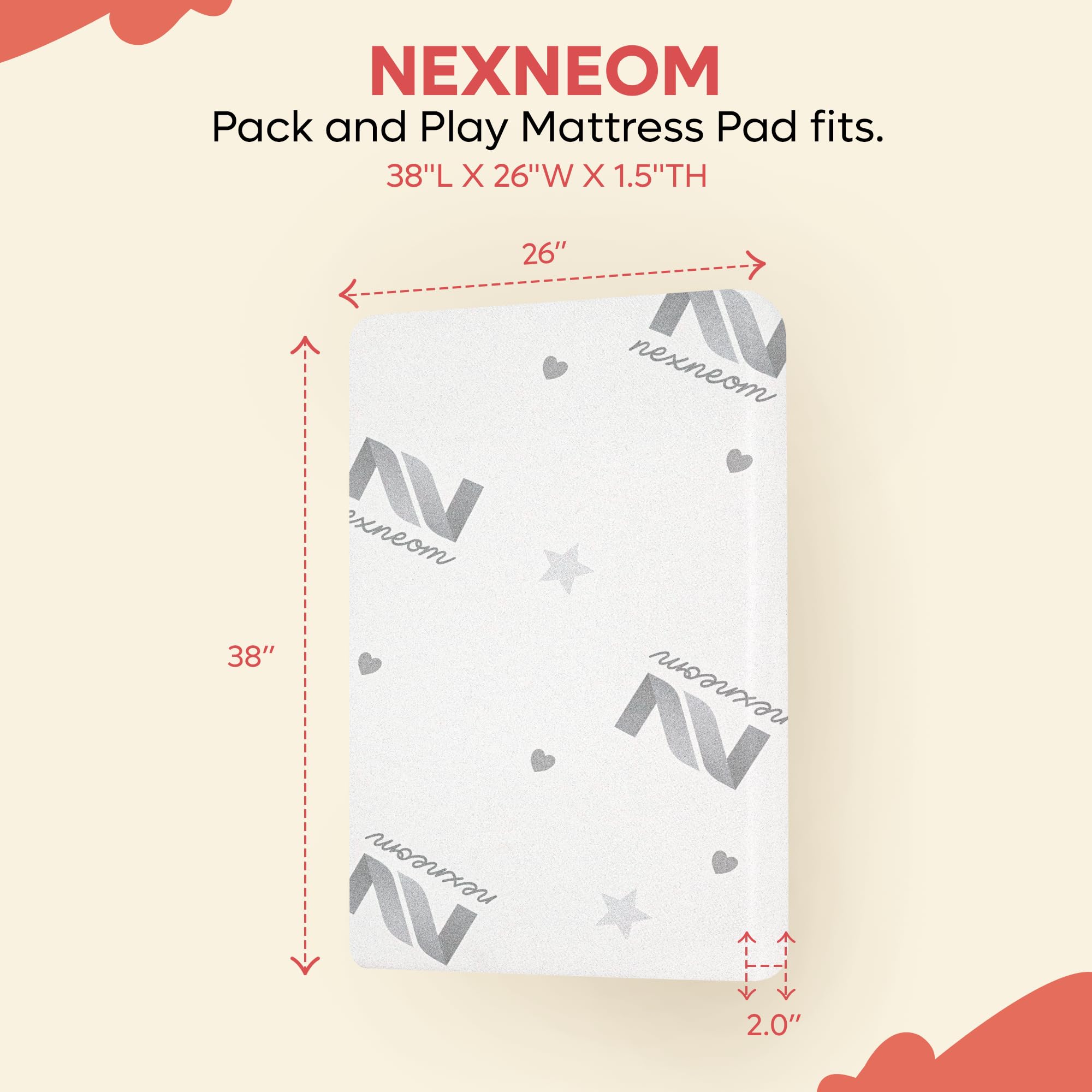 Breathable & Skin-Friendly Dual-Sided Bamboo Fiber Pack and Play Mattress - 38x26 Inches, Firm Memory Foam with Waterproof Removable Zipper Cover for Toddlers - Perfect for Travel, Daycare, and Home Nursery Use