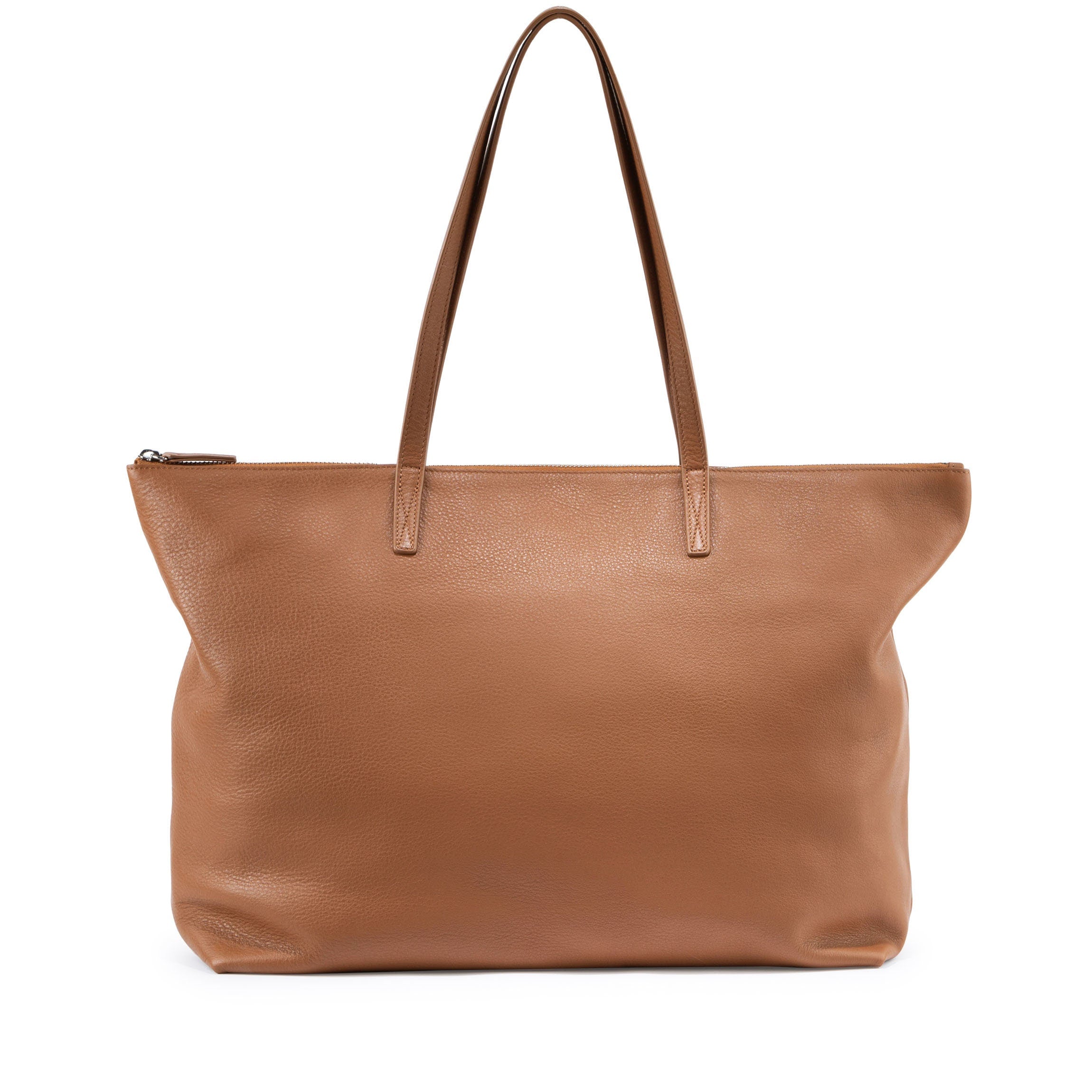 Aleena Soft Zippered Tote Bag in Cognac Brown - Stylish Leather Handbag for Women, Perfect for Work, Travel & Everyday Use