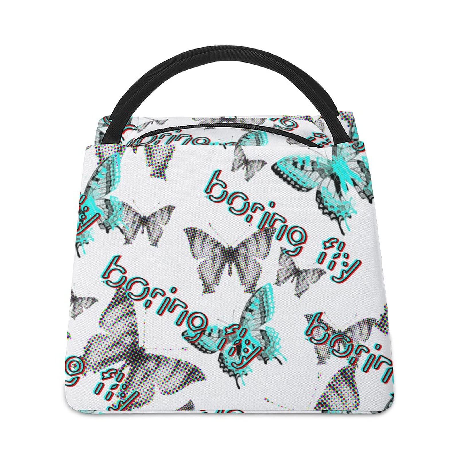 Portable Insulated Lunch Bag for Women - Reusable Camping & Hiking Meal Tote with Aluminum Foil Lining - Cute Butterfly Design - Perfect for Outdoor Picnics, Work Lunch, and School Meals