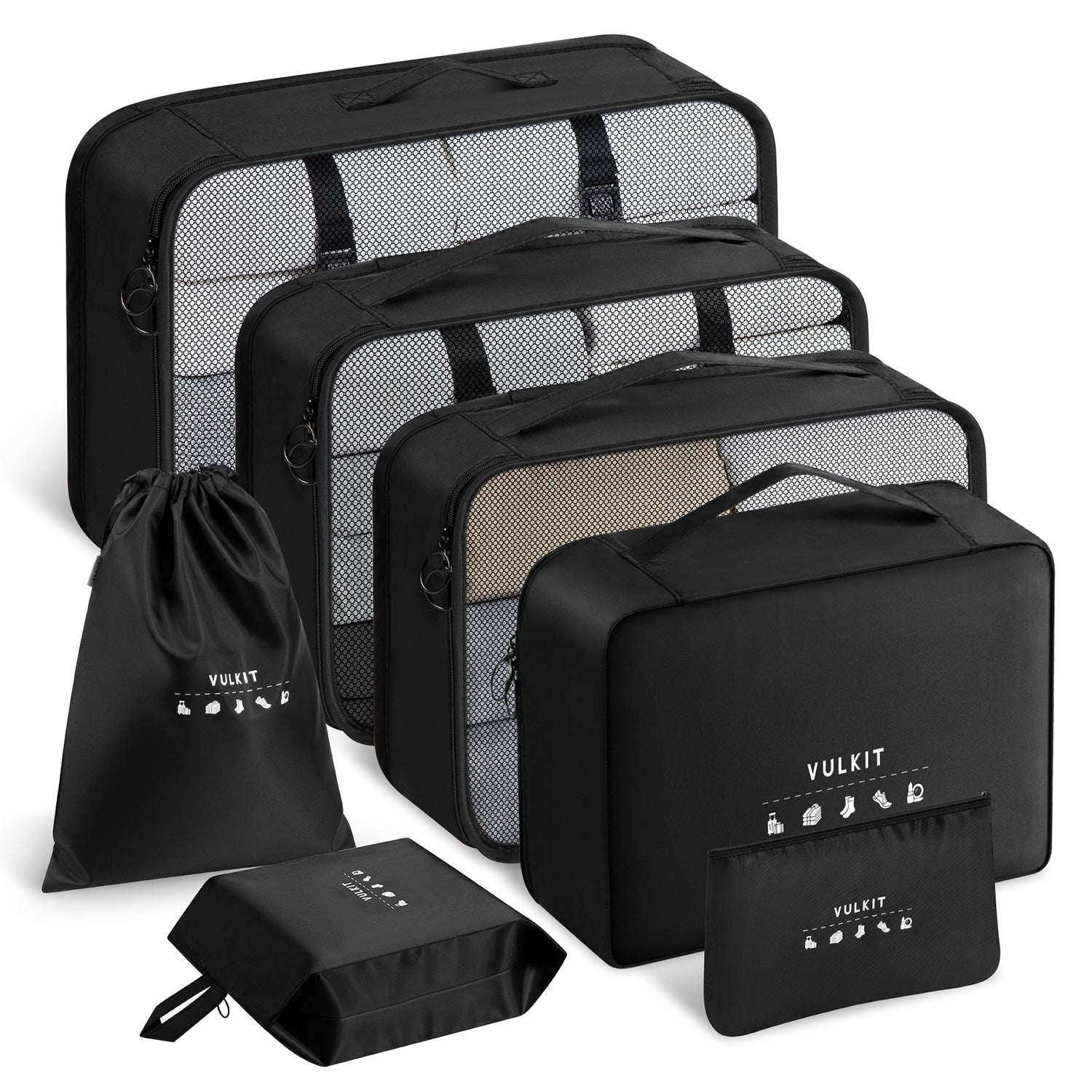 7PCS Waterproof Travel Packing Cubes Set - Luggage Organizers for Suitcase & Backpack | Perfect for Business Trips, Vacations & Camping Gear Organization