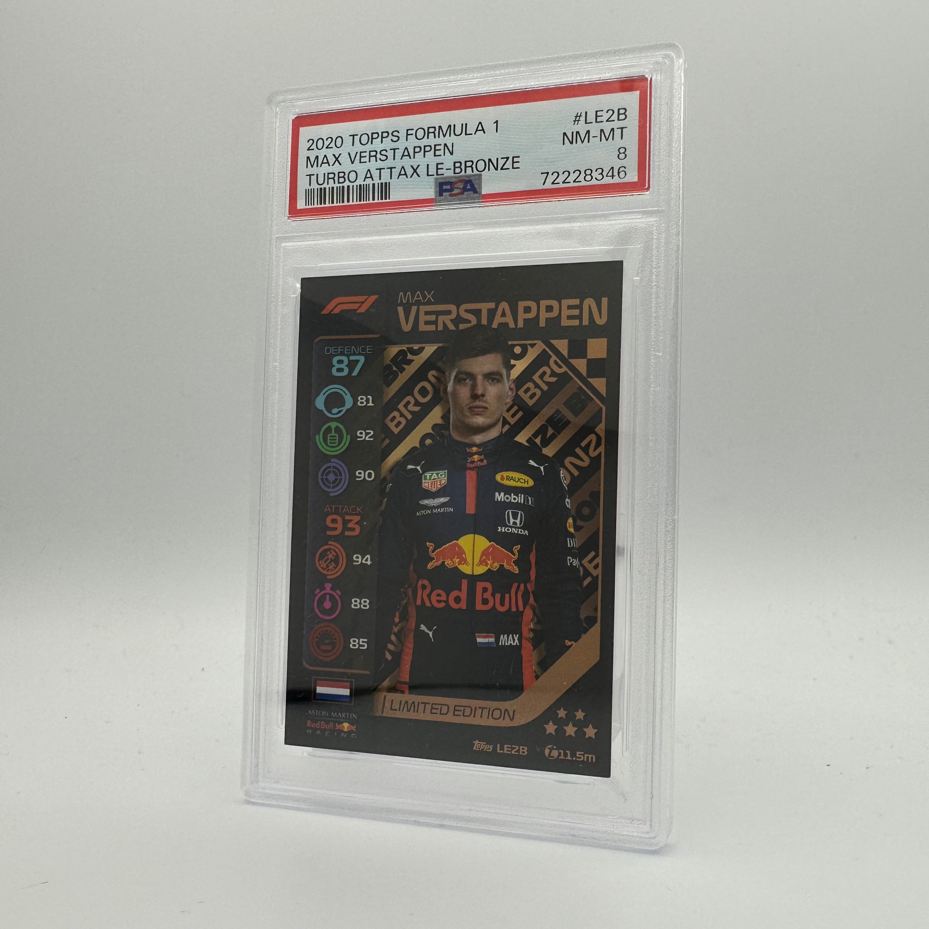 PSA 8 Graded MAX VERSTAPPEN #LE2B Limited Edition Bronze Trading Card - Perfect for Collectors, Sports Memorabilia Enthusiasts & Formula 1 Fans