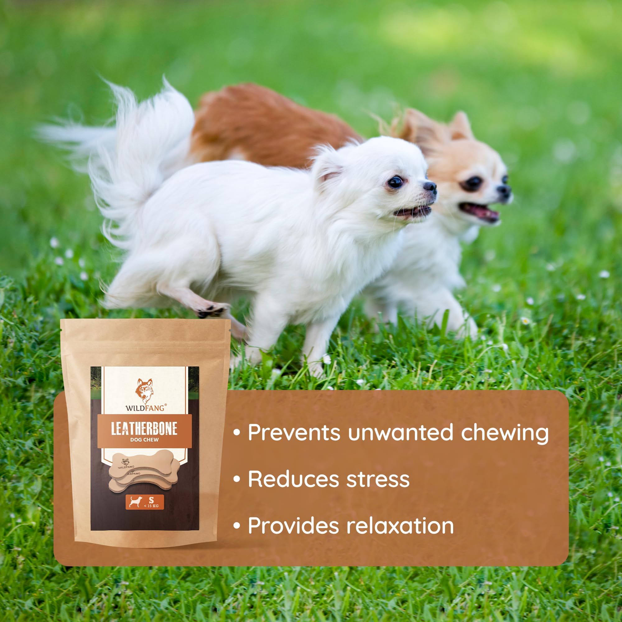 Premium Wildfang Leather Bones for Dogs - Natural Long-Lasting Dog Chew Sticks, Durable Leather Chew Toys for Aggressive Chewers, Safe Puppy Teething Toys (Set of 3) - Perfect for Training, Teething Relief & Dental Health