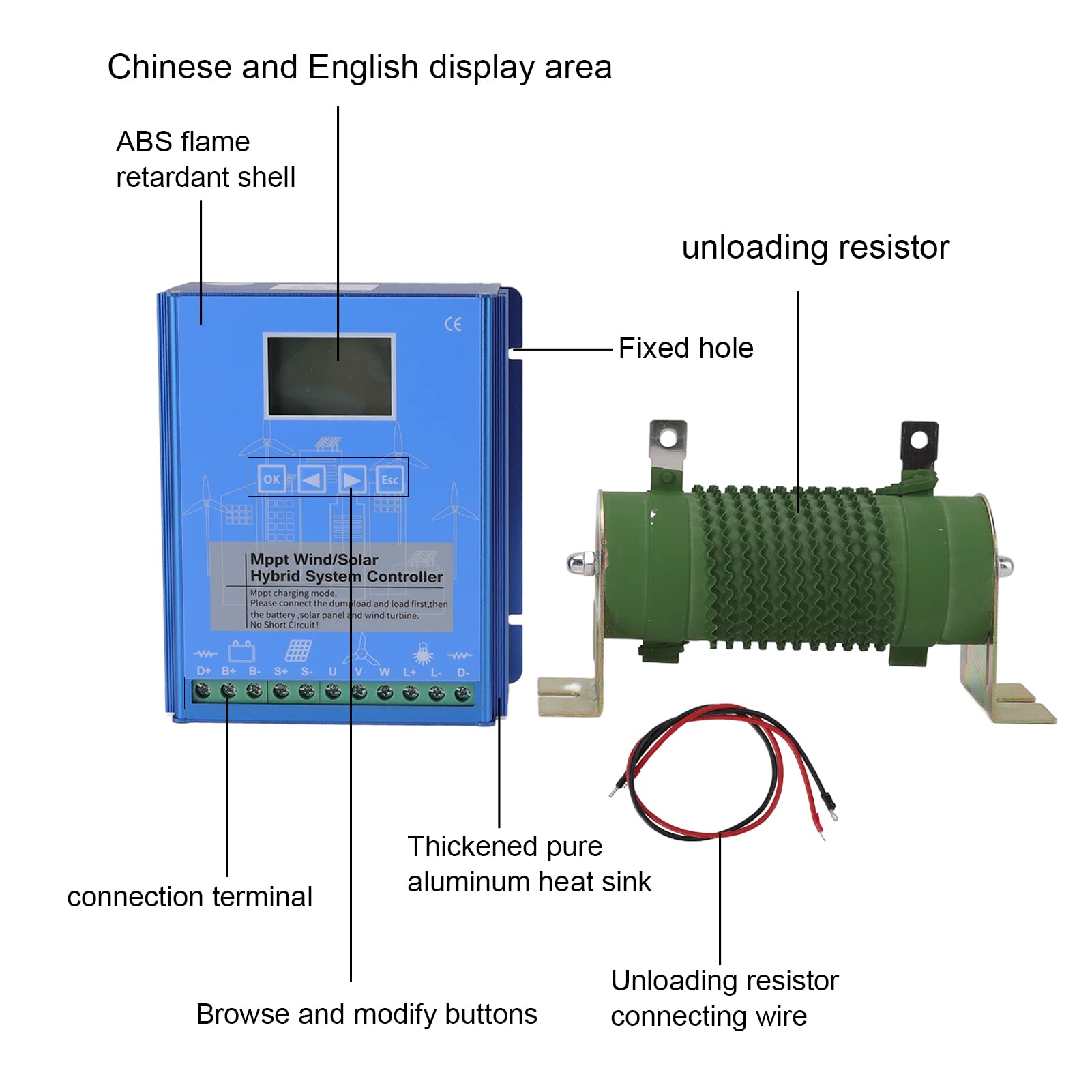 12V 24V MPPT Wind Solar Hybrid Charge Controller with LCD Display - Dual Power Boost for Off-Grid Battery Systems - Perfect for Home, RV, and Marine Solar/Wind Power Applications