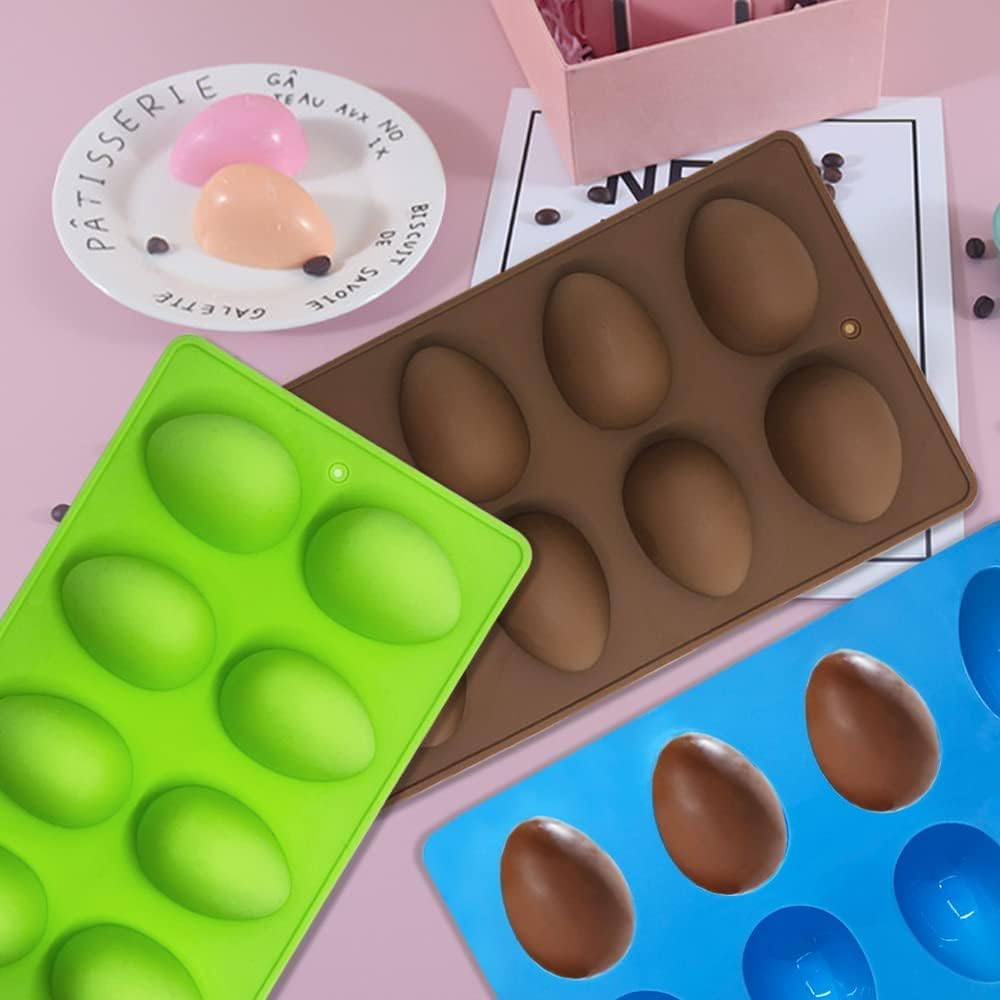 Premium 8-Cavity Egg Shaped Silicone Baking Molds - Food Grade Easter Egg Mold for DIY Cake Decorating, Chocolate, Pastry, Muffins, Bread & Ice Cubes | Perfect for Resin Art, Clay Crafts, Candle Making & Soap Jelly Pinatas | Ideal for Holiday Baking, Party Treats & Creative DIY Projects