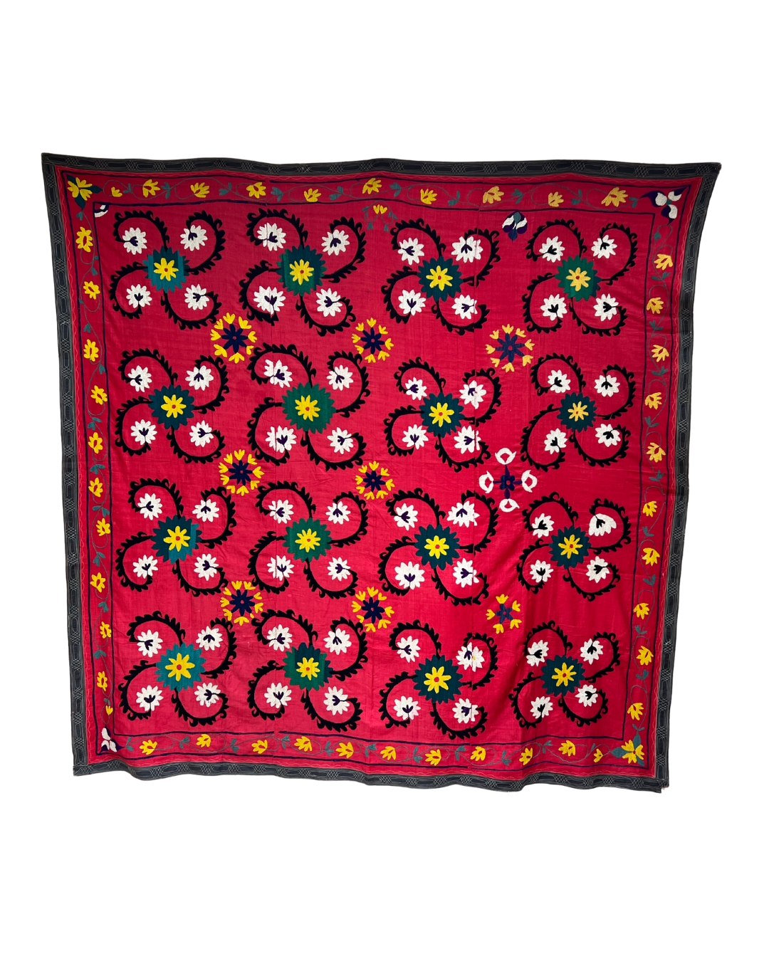 Extra Large Suzani 025 - Handmade Cotton Embroidered Boho Throw Blanket - Perfect for Bohemian Home Decor, Bedroom Accent & Cozy Living Room