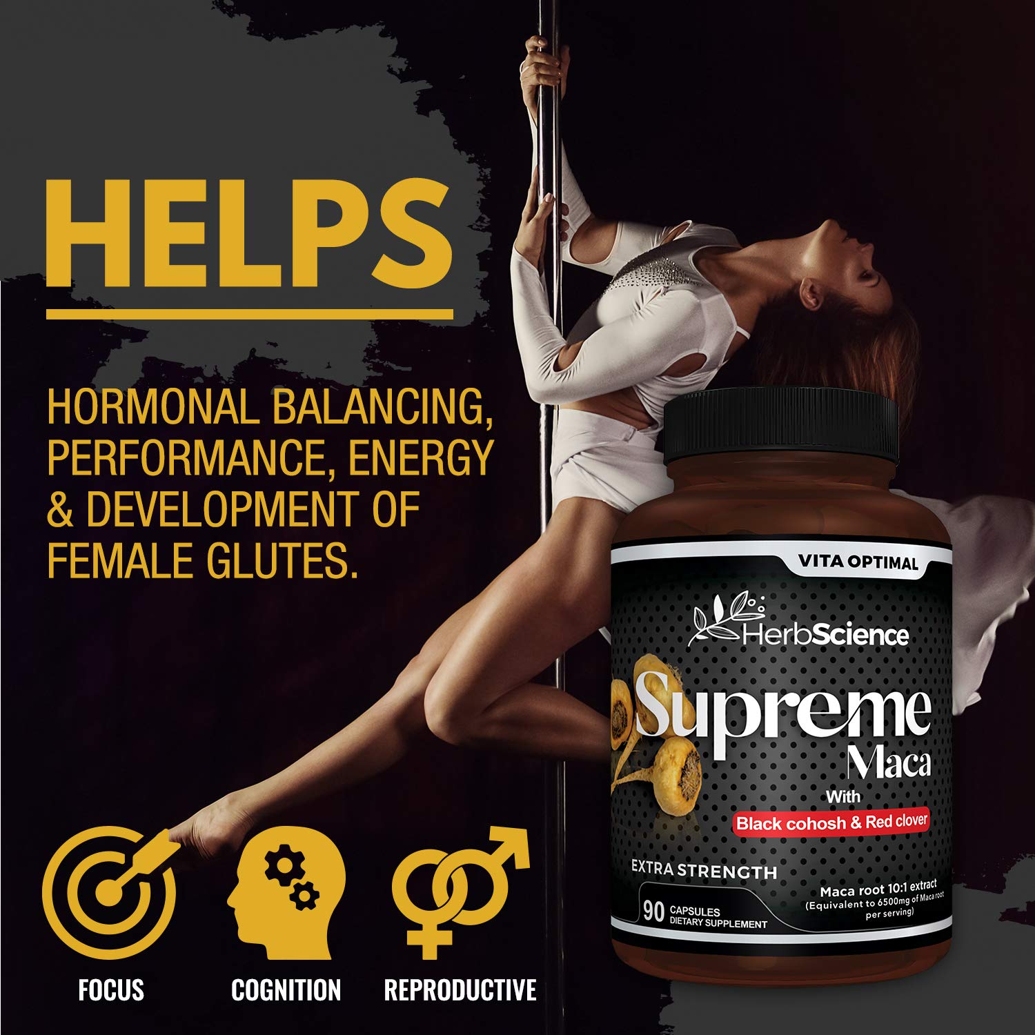 Premium Supreme Maca Capsules 9000mg - Ultra-Potent Black Maca Root Extract with Red & Yellow Maca, Black Cohosh, Red Clover - 120 Capsules for Energy, Vitality & Hormonal Balance - Perfect for Athletes, Busy Professionals & Menopause Support