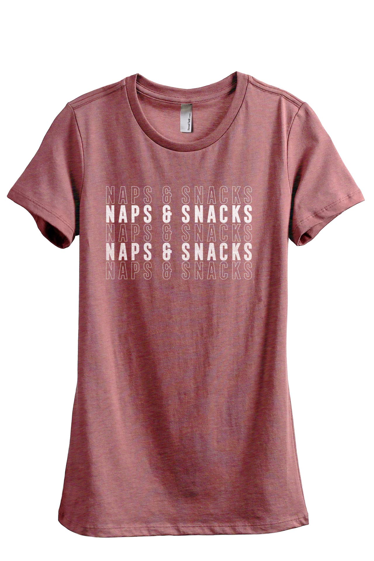 Thread Tank Naps and Snacks Women's Fashion Relaxed Fit Casual T-Shirt - Soft Cotton Tee for Lounge, Sleepwear & Everyday Comfort