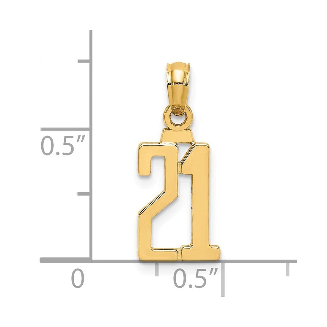 14K Yellow Gold Number 21 Charm Pendant - Milestone Birthday & Anniversary Gift for Women, Men, Teens | Small Block Style Pendant Necklace for 21st Birthday, Graduation, Special Occasions