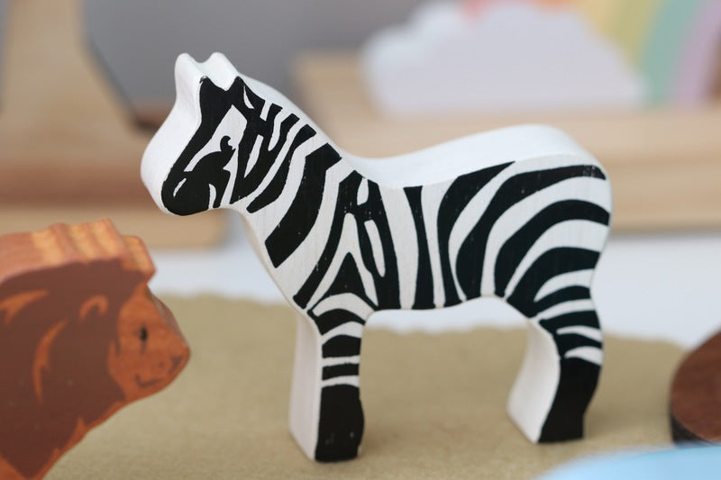 Handmade Wooden Zebra Figurine - Unique African Animal Decor for Home & Office | Perfect for Safari Theme Parties, Nursery Decor, and Gift Giving