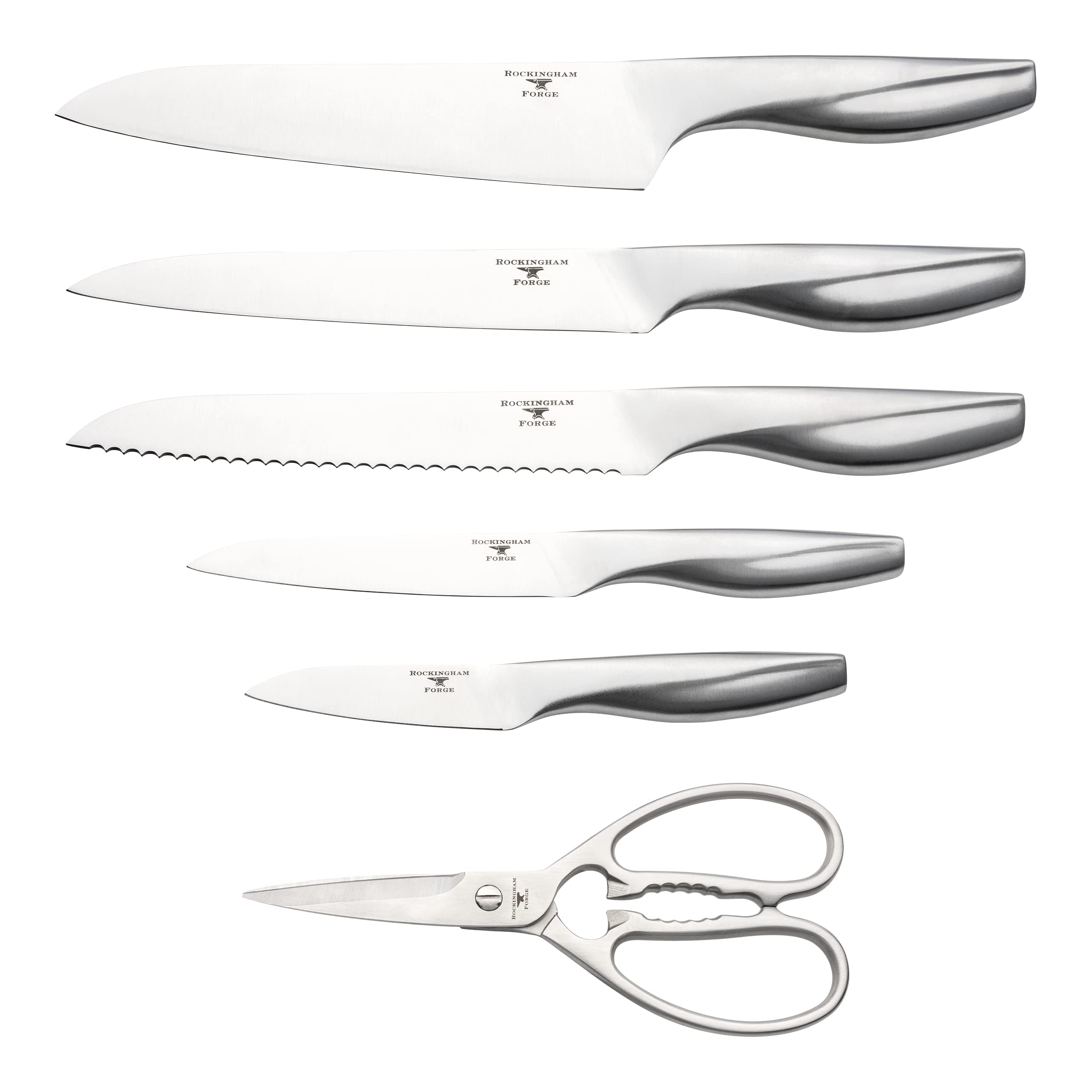 Premium 7-Piece Forged Knife Block Set with Kitchen Shears - 230 Series High-Carbon Stainless Steel Chef Knives for Professional Cooking & Food Prep | Perfect for Home Chefs & Culinary Enthusiasts