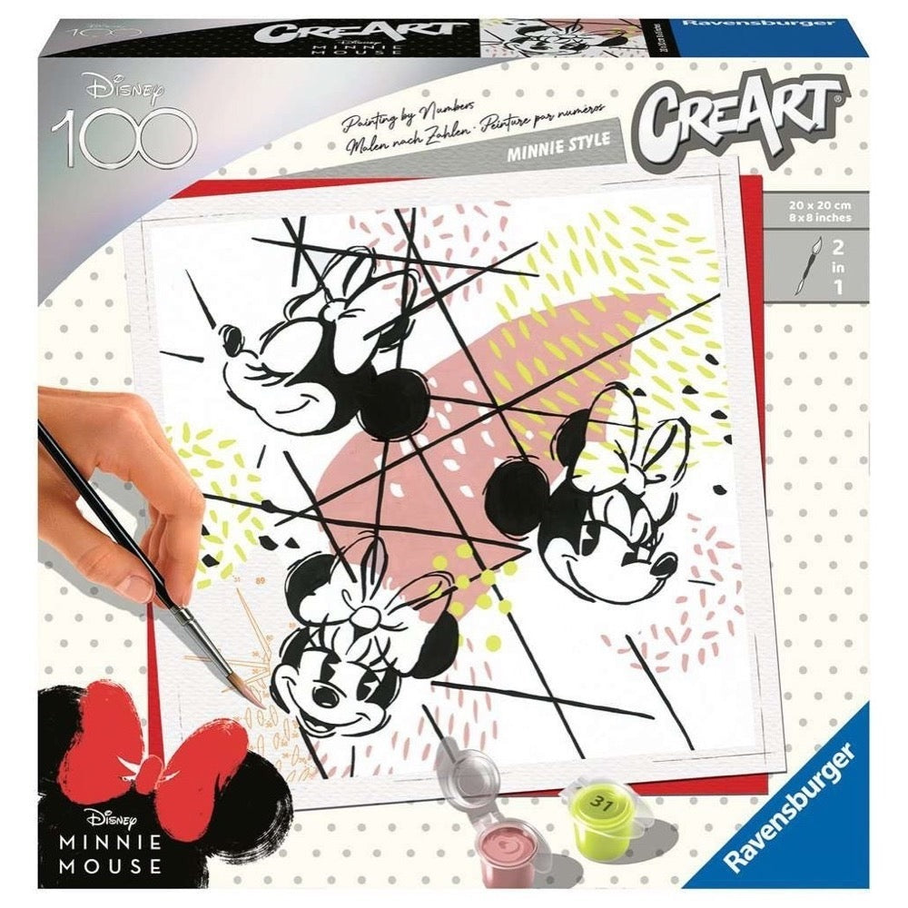 RAVENSBURGER Disney 100 Minnie Mouse 2-in-1 Puzzle & Coloring Art Set - Creative Activity for Kids & Adults, Perfect for Family Game Nights & Birthday Gifts