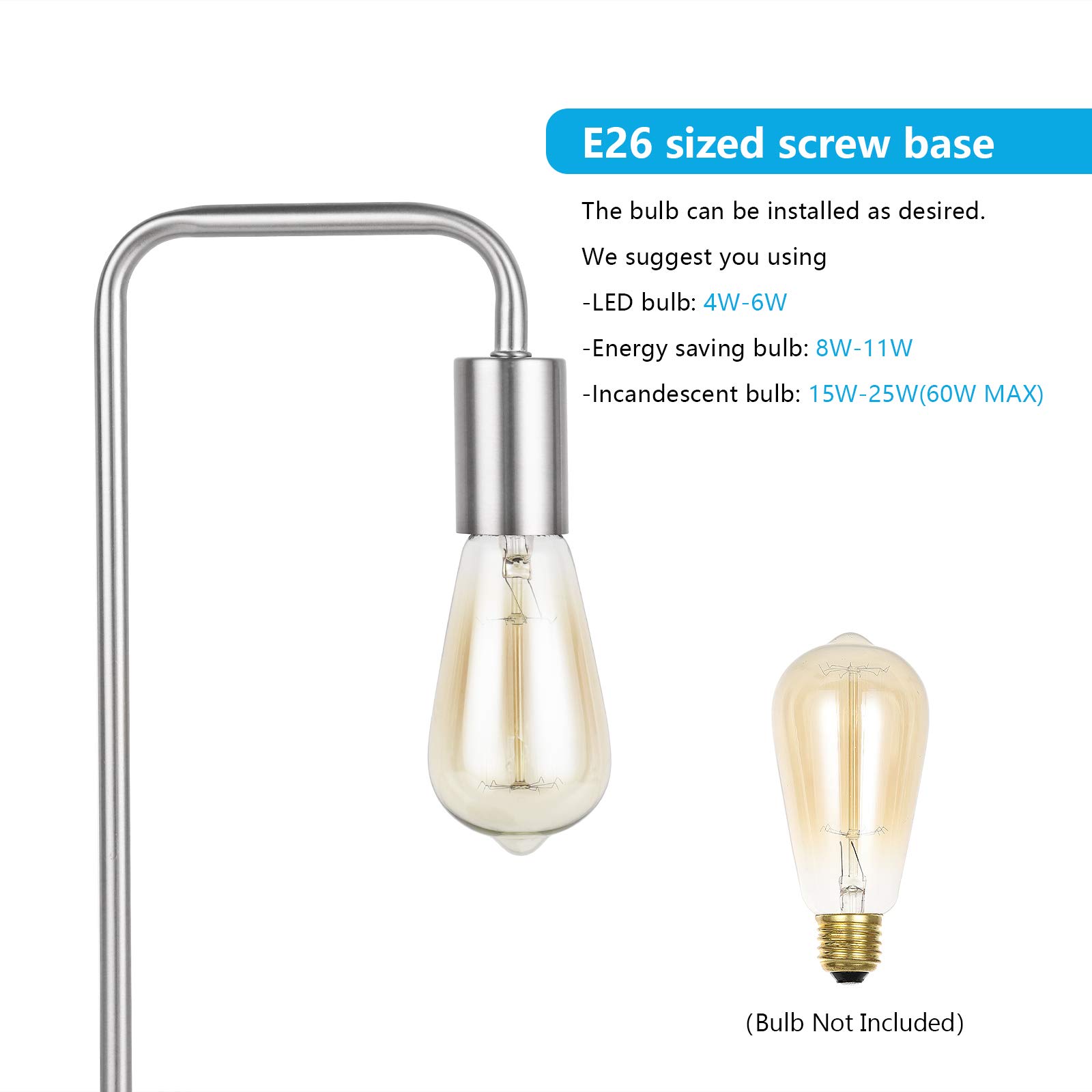 Wireless Charging Desk Lamp with USB Port - Adjustable Edison Table Lamp for Bedroom, Office & Living Room | Metal Base, Satin Nickel Finish | Perfect for Night Reading, Home Decor & Workspace Lighting