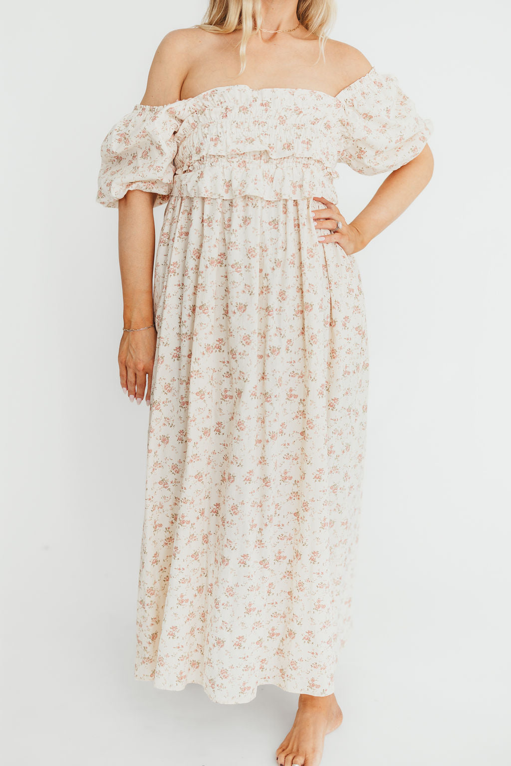 Finley 100% Cotton Peplum Midi Dress - Petal Pink | Bump & Nursing Friendly Maternity Dress | Perfect for Baby Showers, Nursing & Everyday Wear