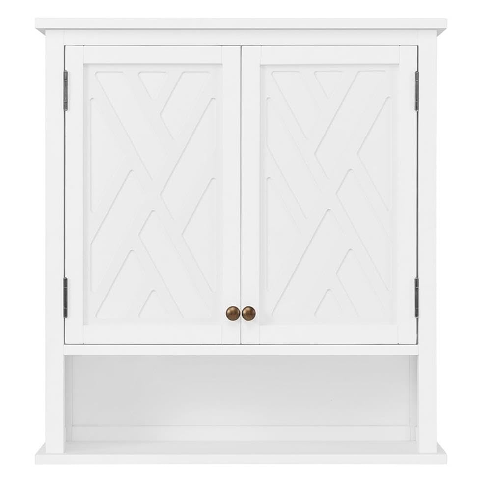 Alaterre Coventry White Wall Mounted Bathroom Storage Cabinet with 2 Doors & Open Shelf - 27