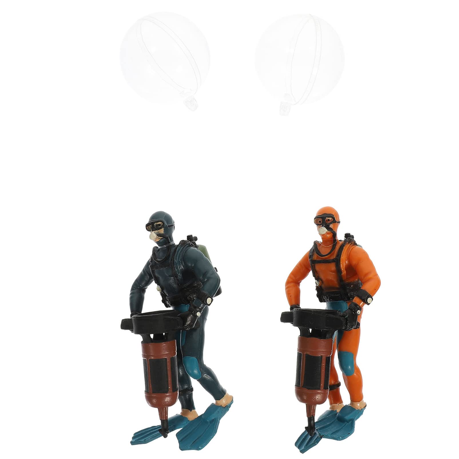 2pcs Fish Tank Decorations - Mini Diver Statue & Bathing Time Toys for Aquarium, Underwater Ornaments for Ocean Theme Fish Tank, Resin Aquarium Decor - Perfect for Home & Office Aquariums