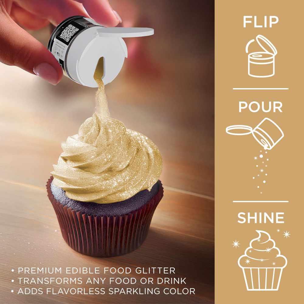 Bright Gold Edible Glitter for Baking & Cake Decorating - Tinker Dust® 5g | Food Safe Sparkle Dust for Cupcakes, Cookies & DIY Crafts