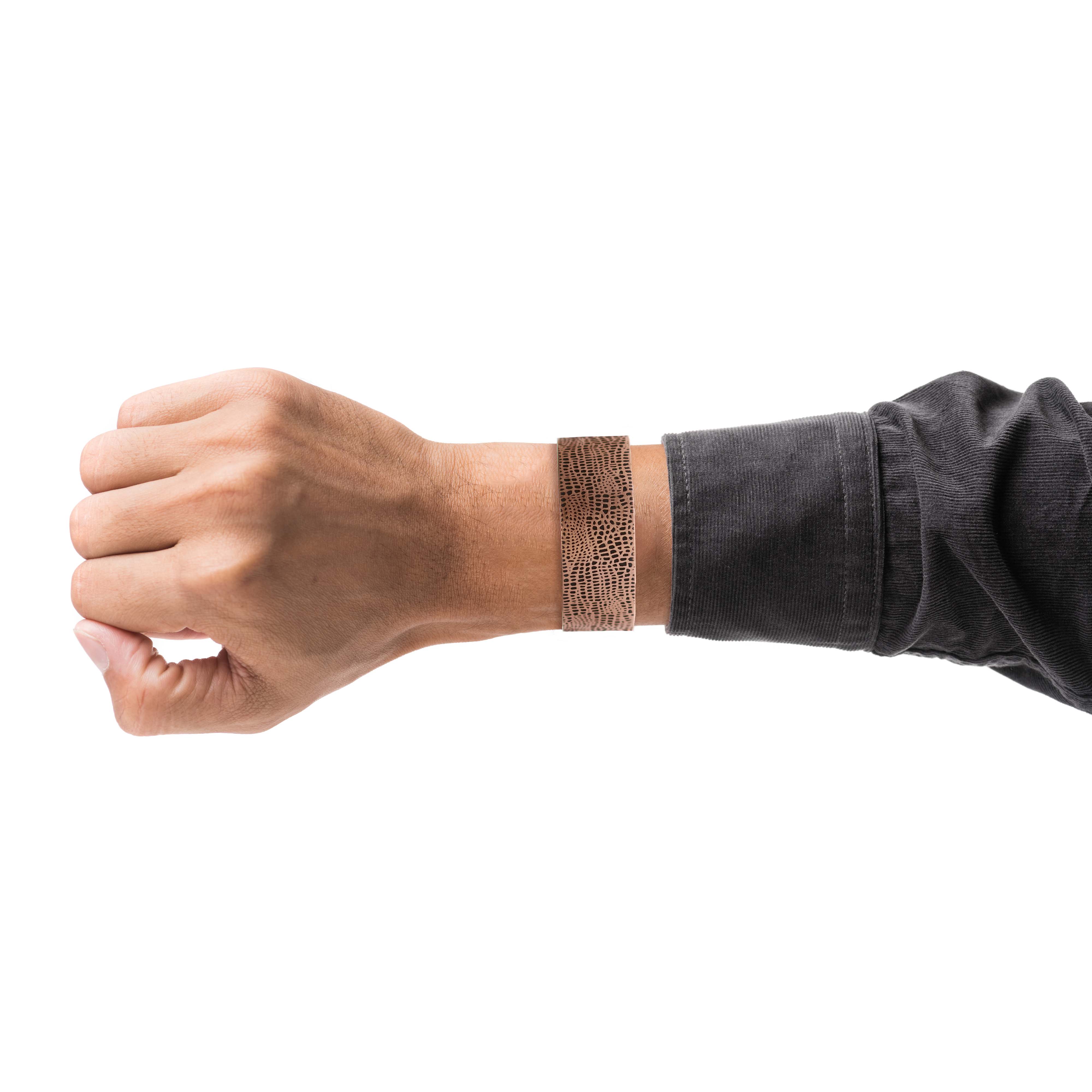 Men's Solid Copper Cuff Bracelet - 1 Inch Wide Embossed Sea Fan Design - Perfect for Beach Weddings, Boho Fashion & Casual Wear