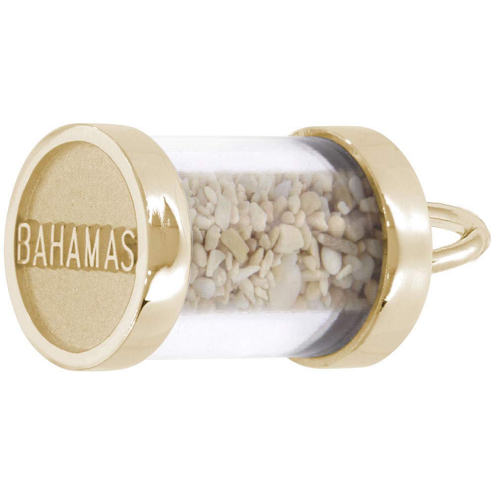 Rembrandt Bahamas Sand Capsule Charm Pendant - 14K Gold or 925 Sterling Silver Jewelry for Necklace | Perfect Beach Vacation Gift, Tropical Theme Jewelry, Cruise Wear Accessory