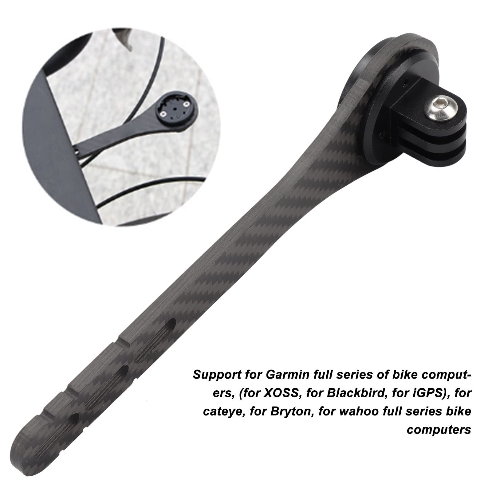 Carbon Fiber Bike Computer Mount - Extended Out Front Handlebar Mount for Garmin, Wahoo & Cycling GPS - Perfect for Road Bikes & Mountain Biking Adventures