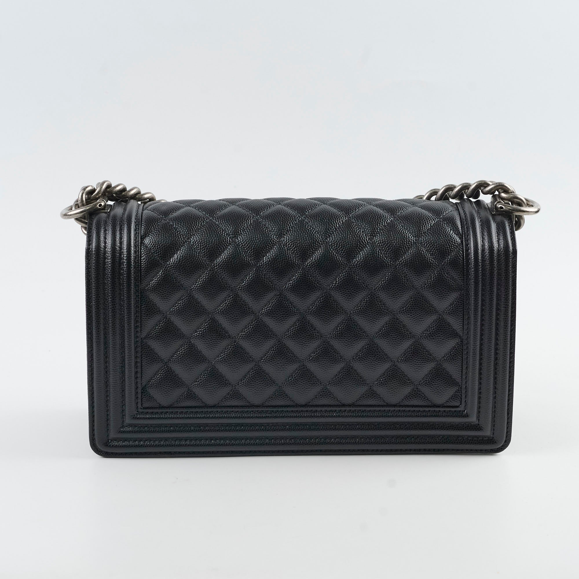 Chanel Caviar Old Medium Boy Bag Black 28cm - Luxury Designer Handbag for Women, Perfect for Evening Parties & Special Occasions