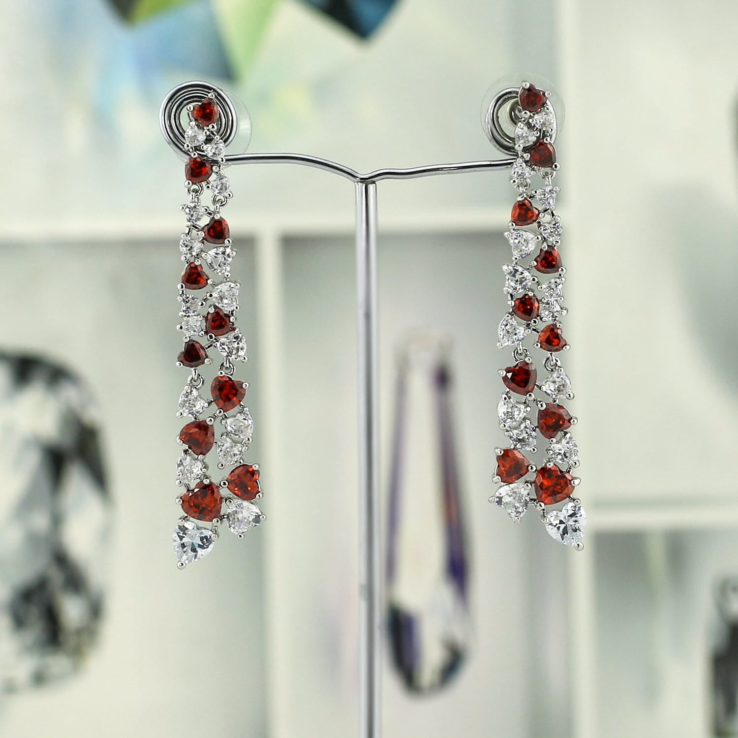 Crystal Cubic Zirconia CZ Copper Water Drop Dangle Earrings for Women - Elegant Fashion Jewelry Gift for Party, Wedding & Special Occasions