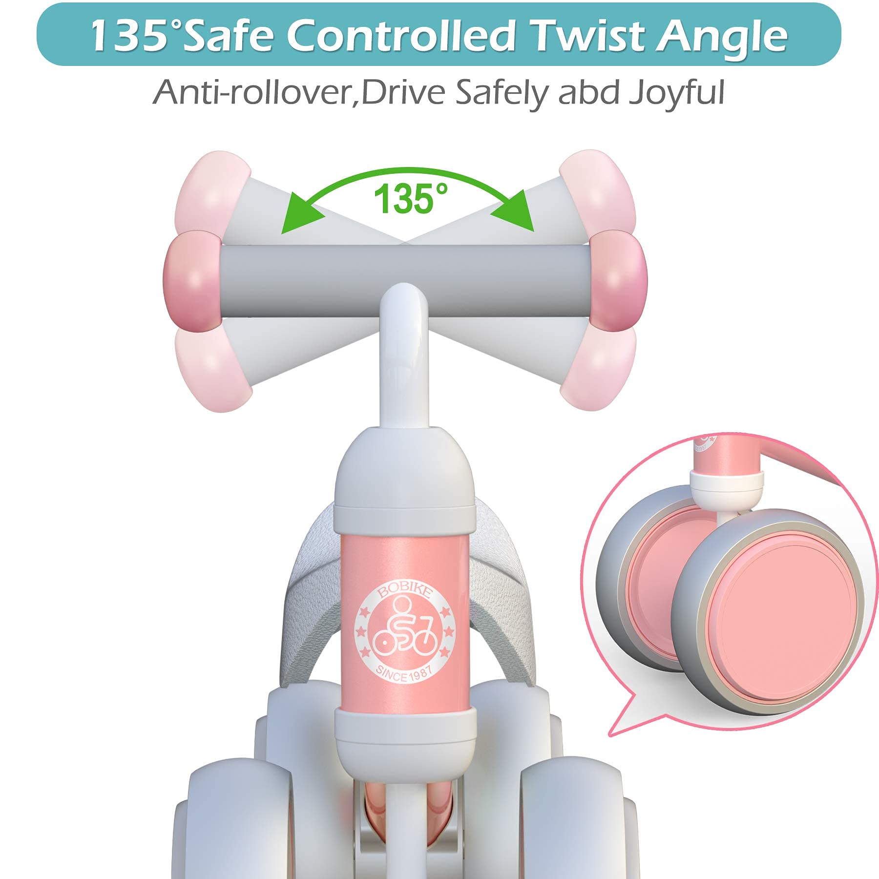 Best Baby Balance Bike for 10-24 Month Old Toddlers - No Pedal 4-Wheel Walker Bike for Boys & Girls - Perfect First Birthday Gift (Classic Pink) - Indoor & Outdoor Learning Toy for Early Childhood Development