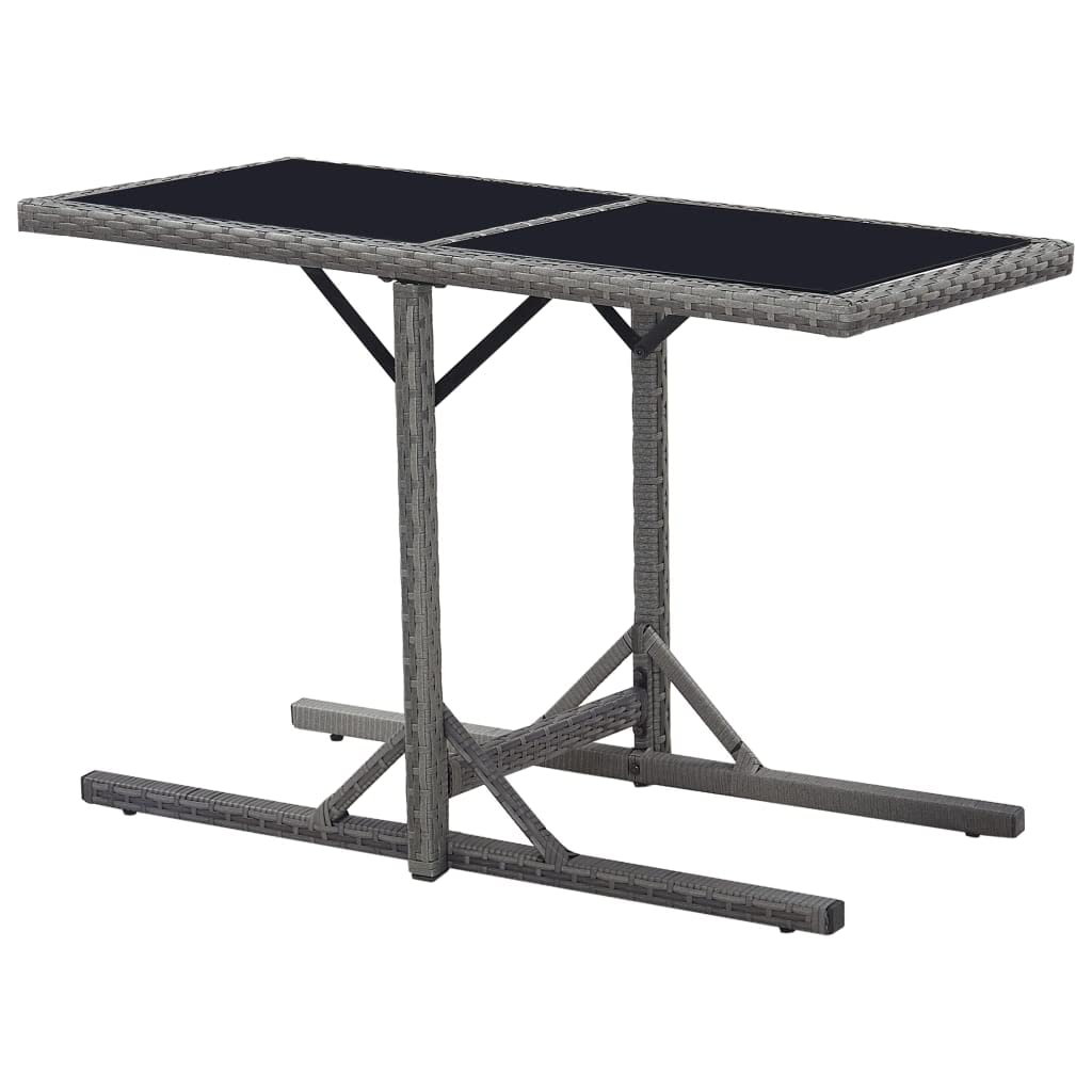 AYNEFY Outdoor Garden Table - Black Poly Rattan Patio Dining Table for Terrace, Balcony, Backyard & Poolside - Weather-Resistant & Durable