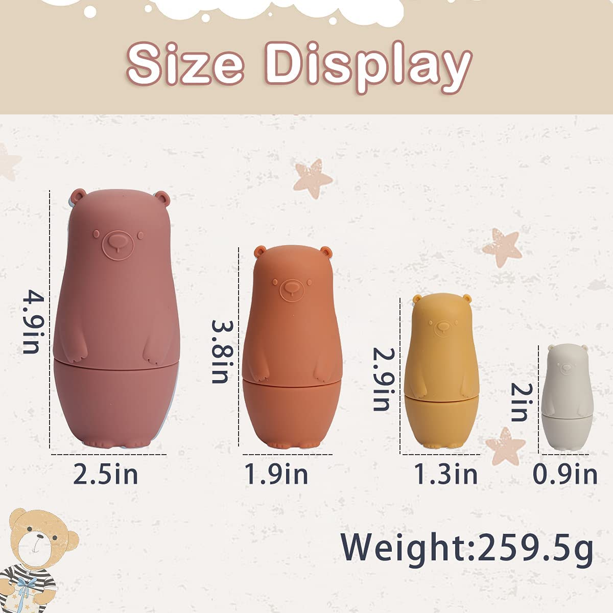 Russian Nesting Dolls for Kids - Silicone Easter Toys, Montessori Educational Stacking Dolls for Toddlers 3+ Years (Red) - Perfect for Easter Gifts, Birthday Presents & Early Learning Playtime