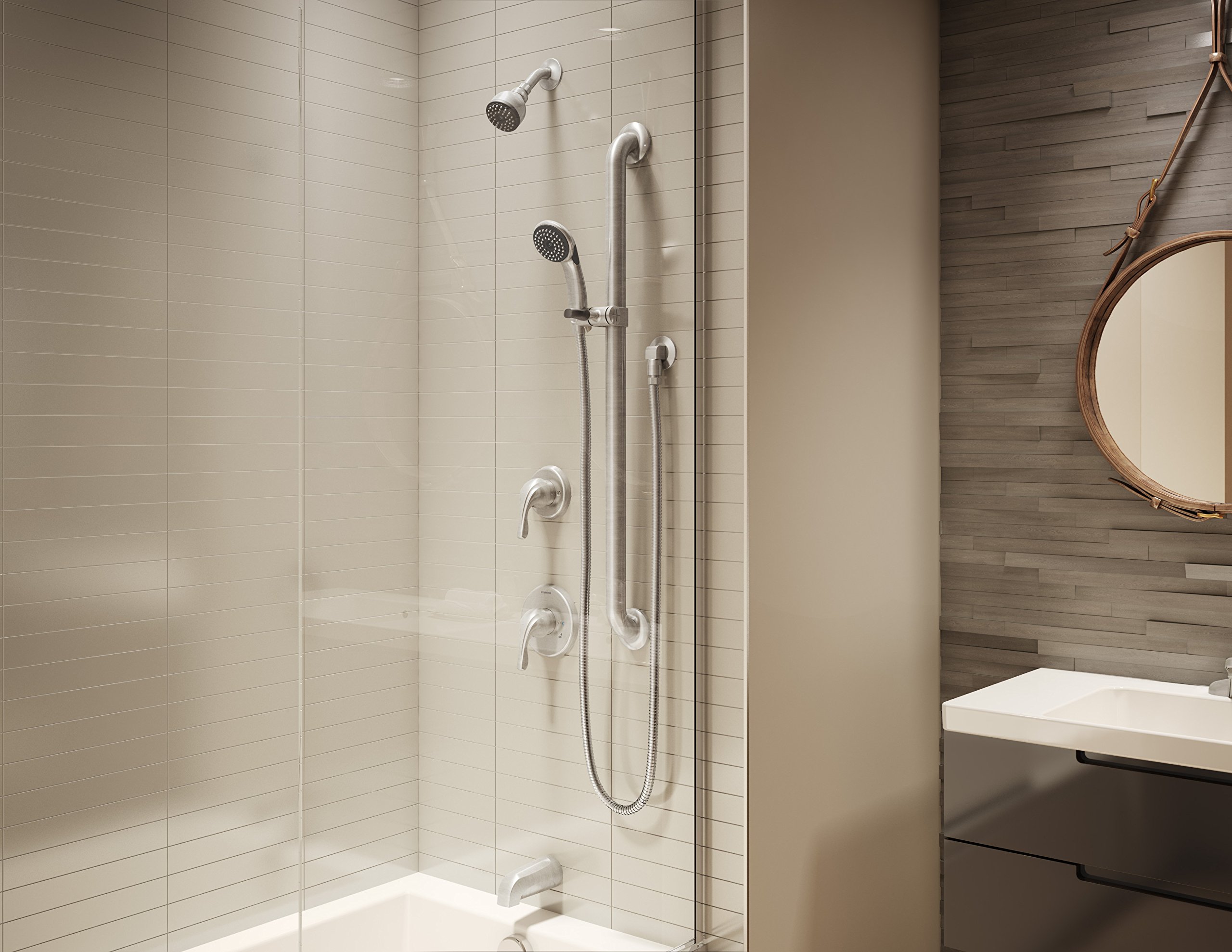Symmons 9602-PLR-1.5-STN Origins 1-Handle Tub and Shower Faucet in Satin Nickel Finish - Perfect for Bathroom Renovation and Modern Home Upgrade