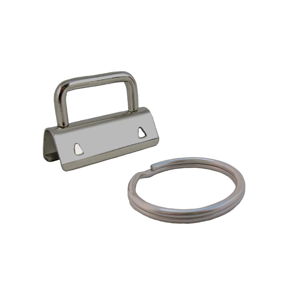 100 Key Fob Hardware Sets with Key Rings - 1.25 Inch for Home & Office Use