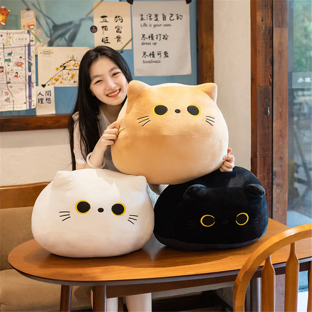 Soft Black Cat Plush Toy - Cute Kitten Pillow, Stuffed Animal Plushie for Girls & Kids | Perfect for Cuddling, Bedroom Decor, and Gift Giving