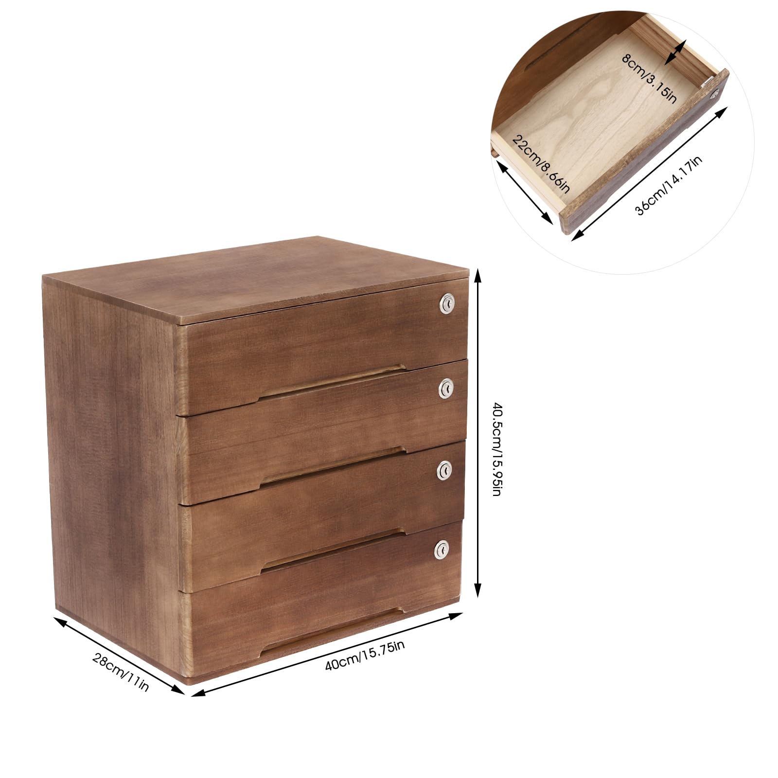 Lockable Wooden File Cabinet for Office - 15.75