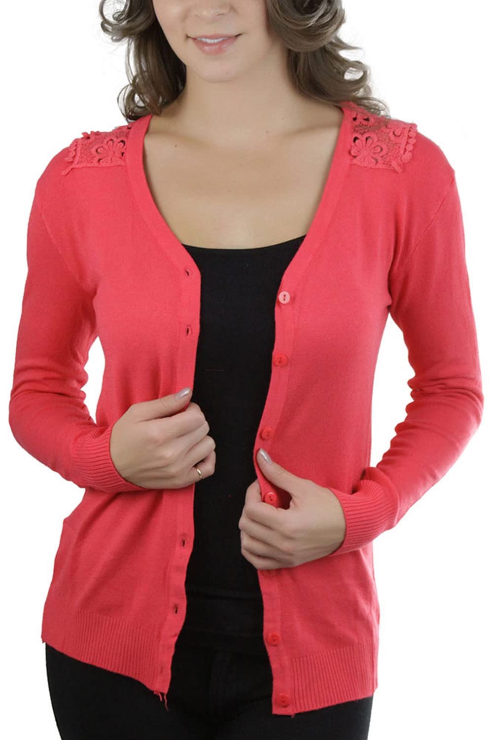 ToBeInStyle Women's Lace Embroidery Cardigan - Elegant Open Front Knit Sweater for Spring & Fall - Perfect for Office, Date Night & Casual Outfits