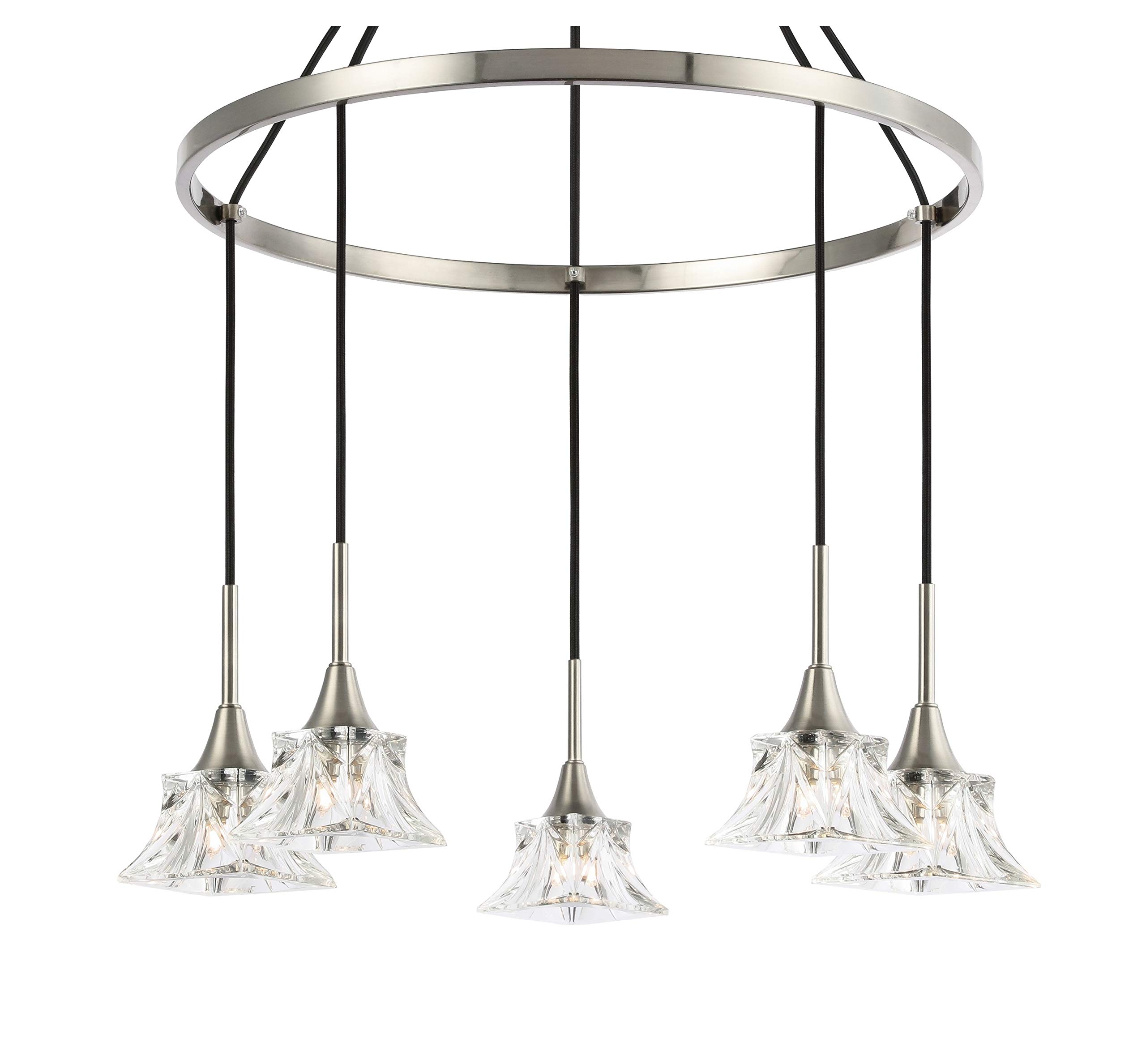20426STN-C80480 Modern Nickel Pendant Chandelier - Elegant Ceiling Light Fixture for Dining Room, Kitchen Island & Bedroom Lighting
