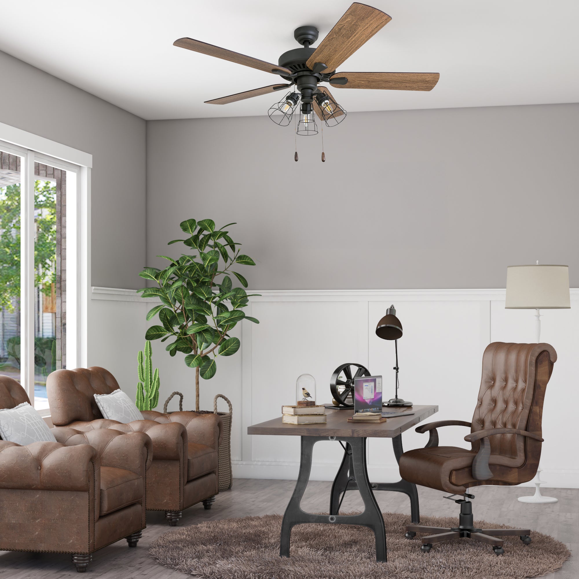 52 Inch Bronze Inland Seas Ceiling Fan with Pull Chain - Perfect for Living Room, Bedroom, and Outdoor Patio Cooling