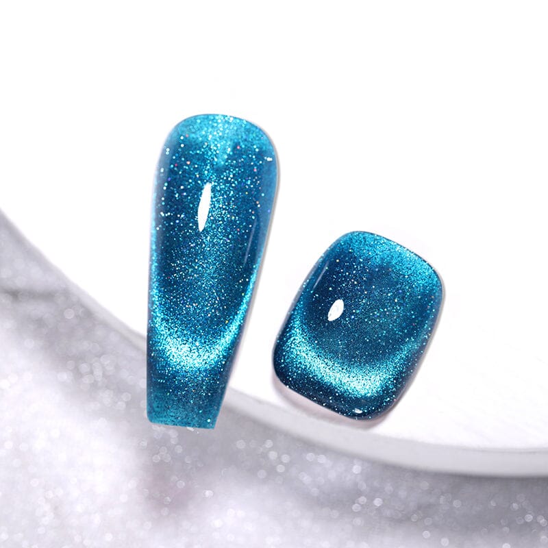 Blue Reflective Cat Magnetic Gel RCM05 - 10ml Nail Polish for Pets - Safe & Shiny Paw Protection for Night Walks & Outdoor Adventures