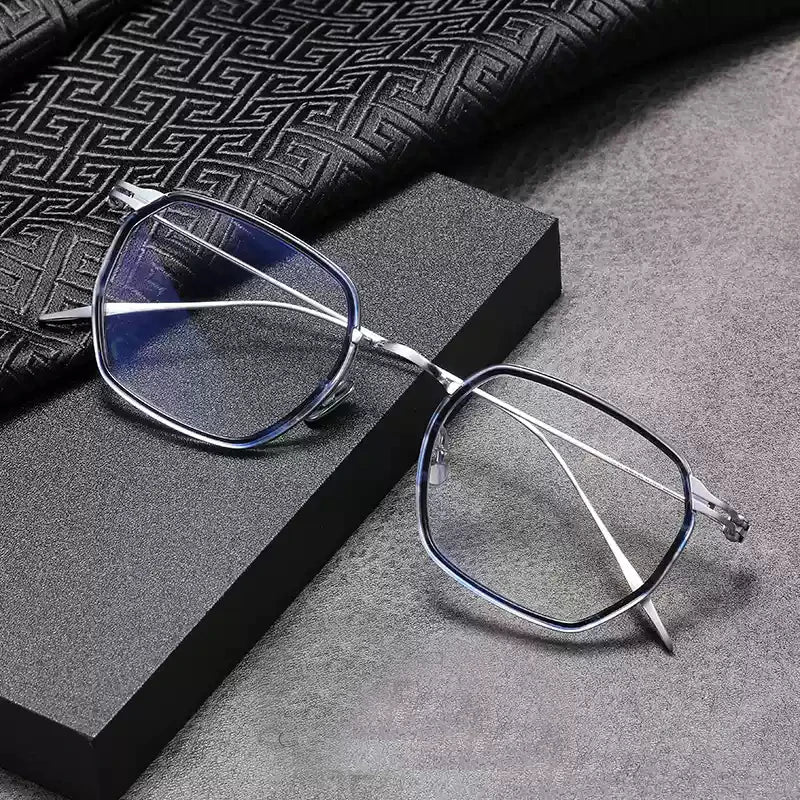 Stylish Unisex Black Titanium Acetate Square Frame Eyeglasses 49216 - Perfect for Work, Reading & Fashion Accessories