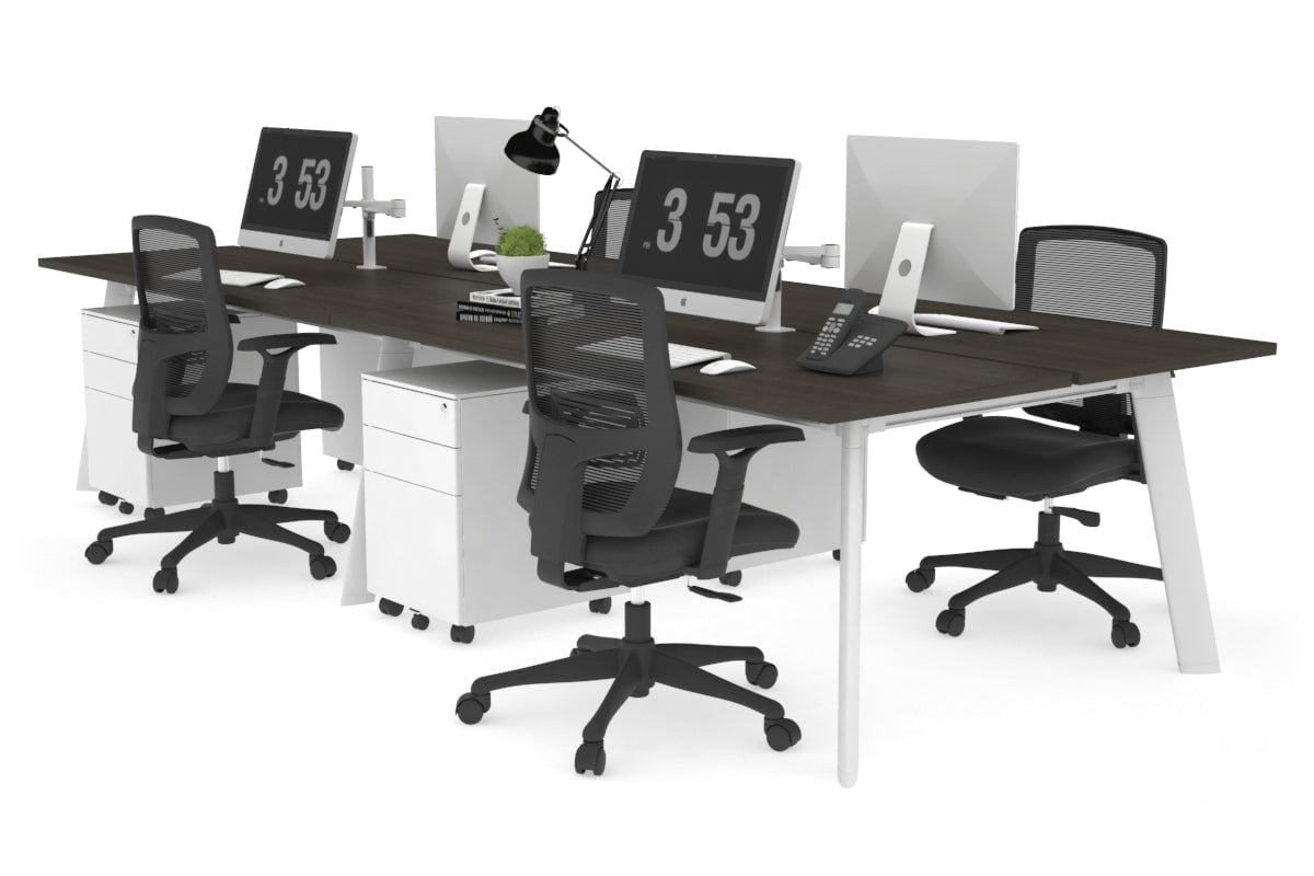 4-Person Workstation with White Frame - 1800L x 700W Office Desk for Collaborative Workspaces | Perfect for Team Projects, Coworking Spaces & Open Office Layouts