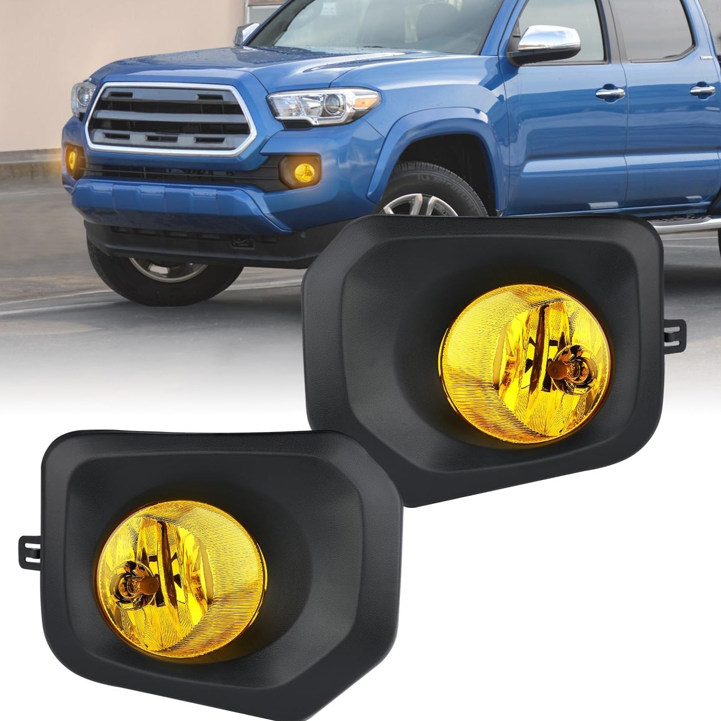 Toyota Tacoma Fog Light Assembly with Yellow Lens - Compatible with 2016-2023 SR & SR5 Models - Perfect for Off-Roading & Night Driving