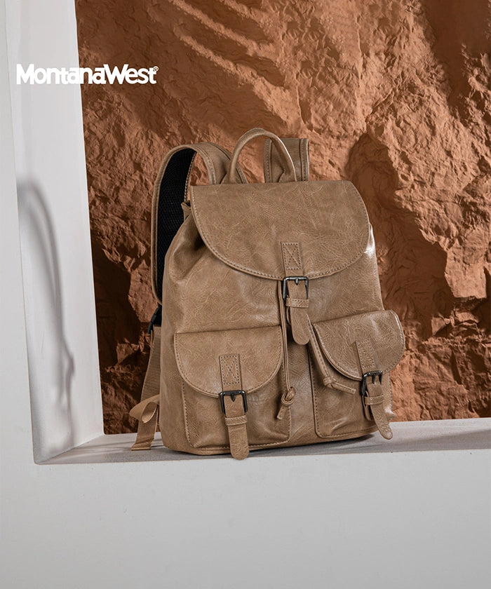 Montana West Buckle Backpack for Women - Stylish Leather Backpack Purse with Adjustable Straps - Perfect for Work, Travel & Everyday Use