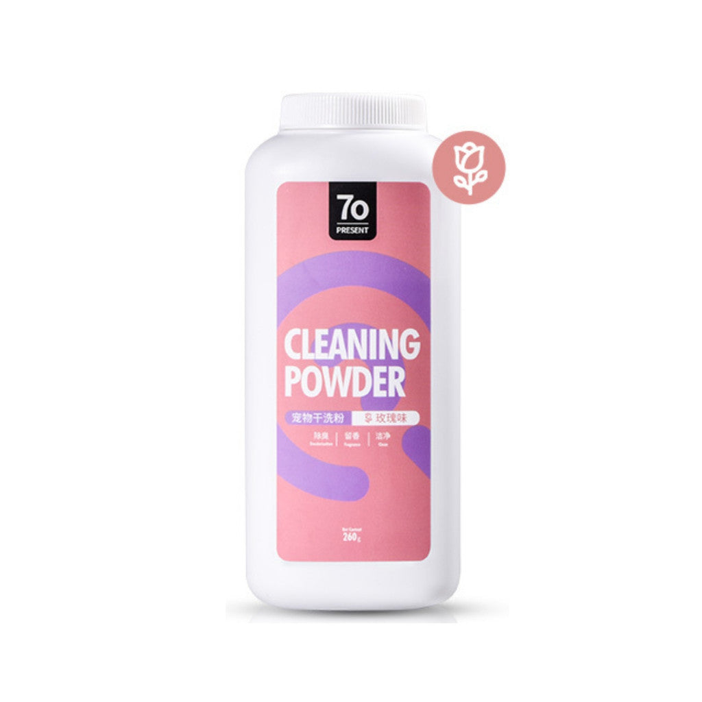 Natural Lemon Mint Rose Pet Cleaning Powder - 260g Dry Shampoo for Dogs & Cats | Gentle Deodorizing Body Wash for Bath-Free Cleaning at Home & Travel