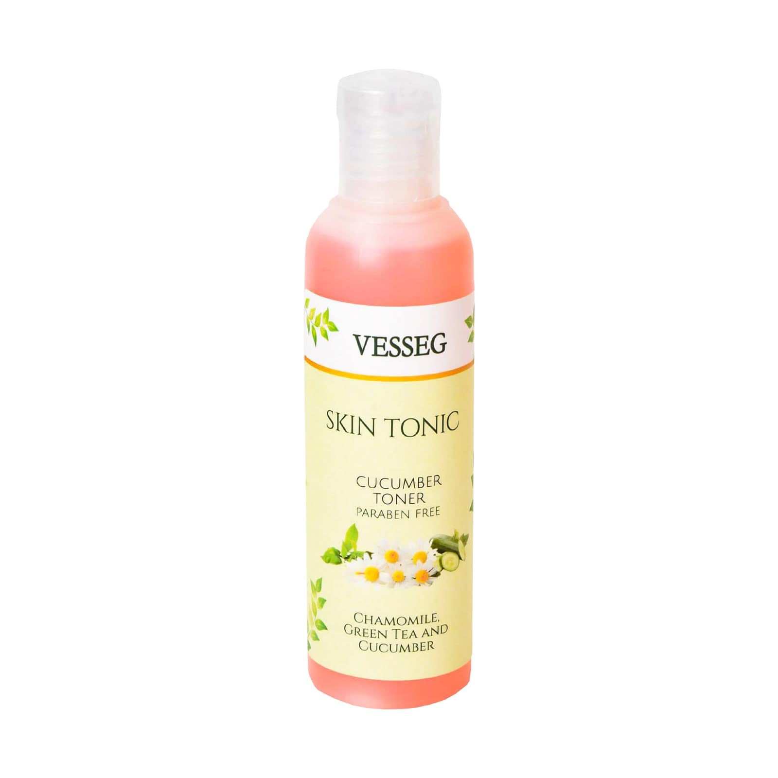 VESSEG Cucumber Facial Toner - Alcohol-Free, Paraben-Free Skin Tonic with Chamomile & Green Tea Extract (120ml) | Hydrating & Soothing for Dry, Sensitive Skin | Daily Skincare Routine, After Sun Care, Post-Shave Treatment